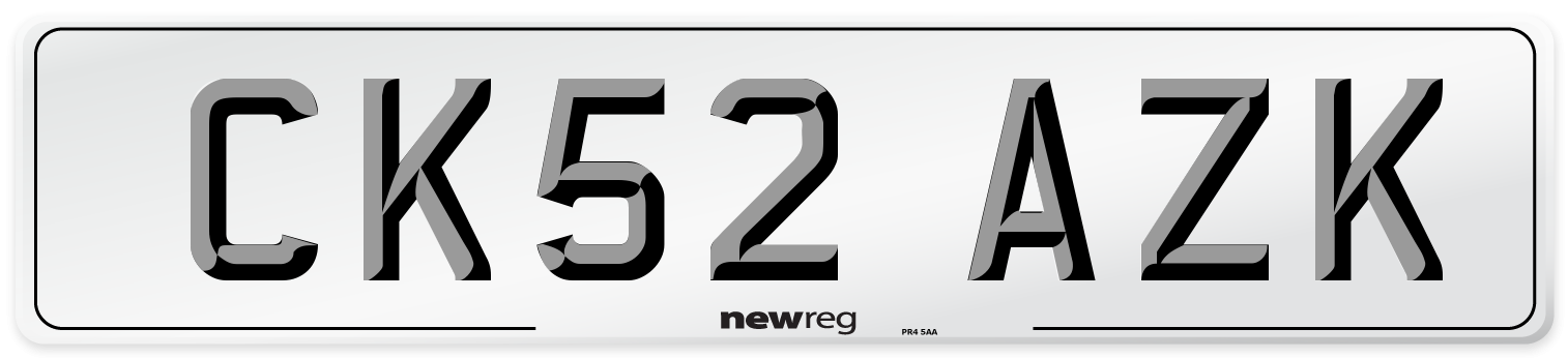 CK52 AZK Number Plate from New Reg